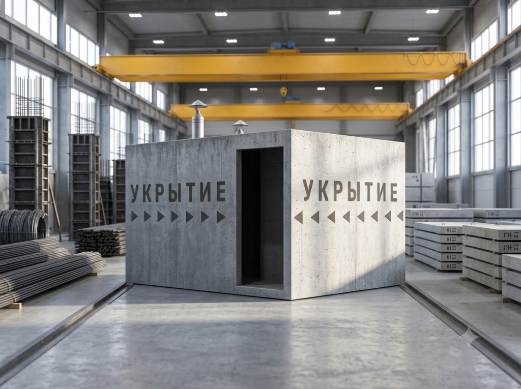Быстровозводимое защитное укрытие бетонное (4.3х2.4 м.)